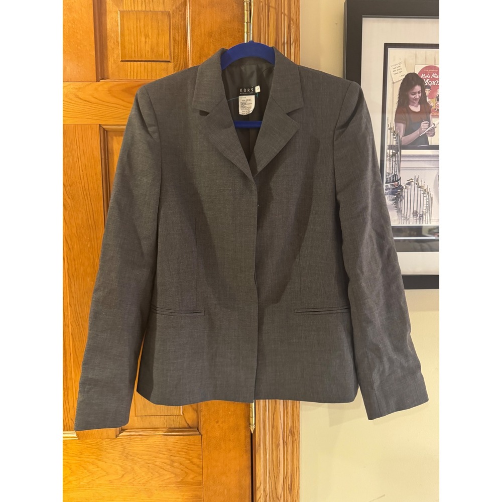 KORS Michael Kors Gray 100% Wool Blazer Jacket Made in Italy Womens Size 6